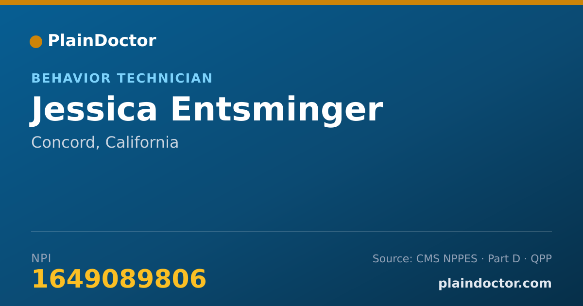 Shareable card for Jessica Entsminger - Behavior Technician, Concord, CA
