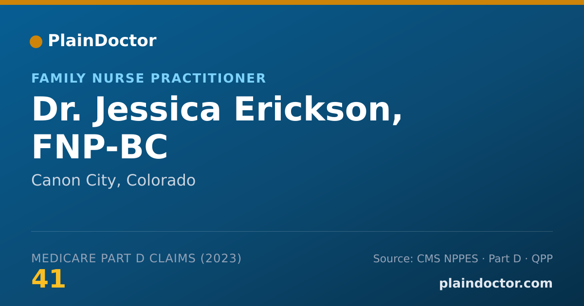 Shareable card for Jessica Erickson, FNP-BC - Family Nurse Practitioner, Canon City, CO