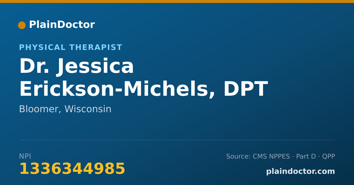 Shareable card for Jessica Erickson-Michels, DPT - Physical Therapist, Bloomer, WI