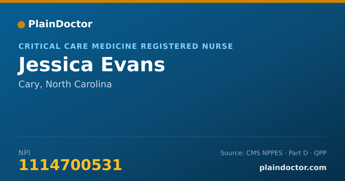 Shareable card for Jessica Evans - Critical Care Medicine Registered Nurse, Cary, NC