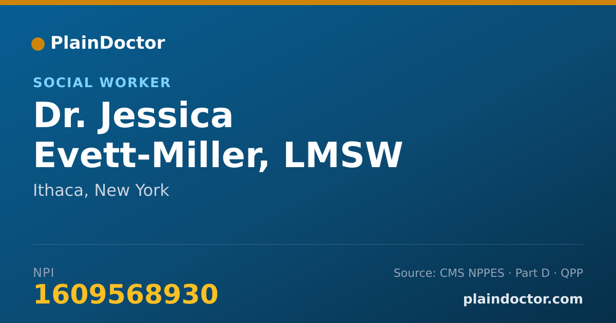 Shareable card for Jessica Evett-Miller, LMSW - Social Worker, Ithaca, NY