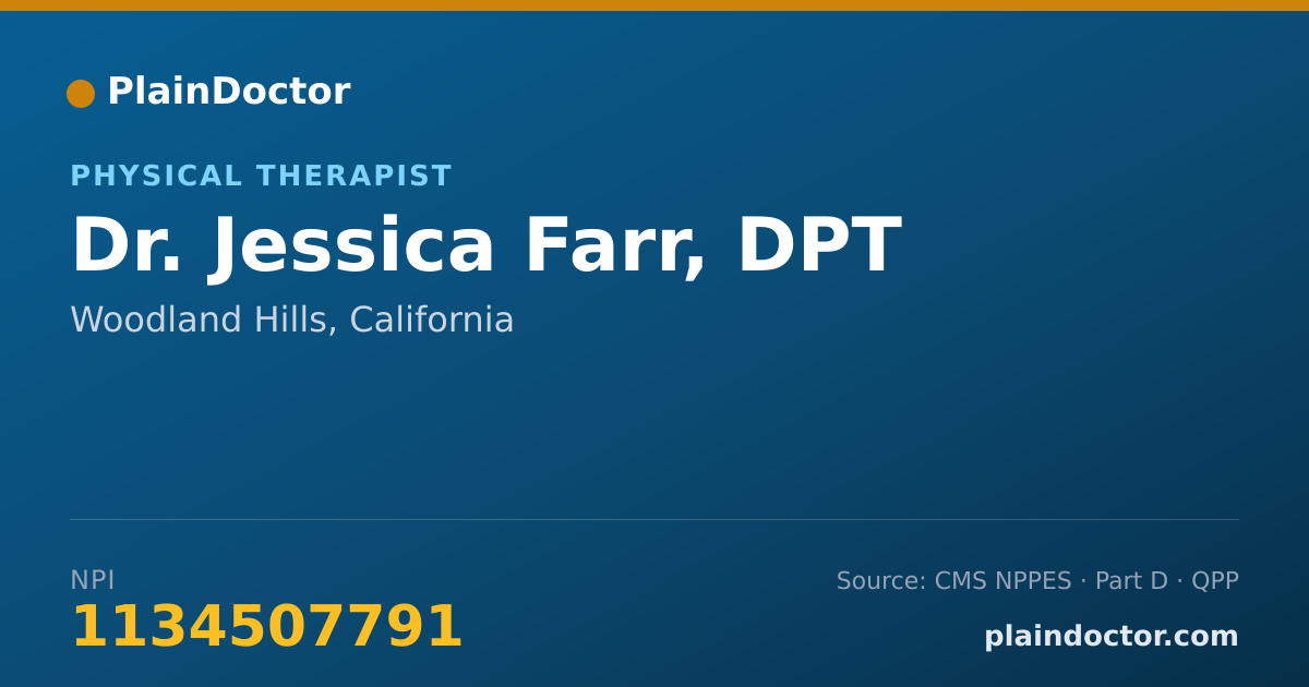 Shareable card for Jessica Farr, DPT - Physical Therapist, Woodland Hills, CA