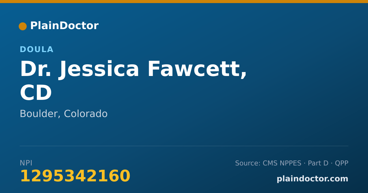 Shareable card for Jessica Fawcett, CD - Doula, Boulder, CO