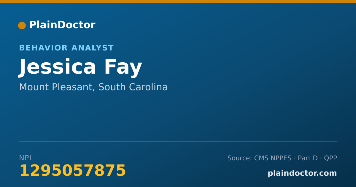 Shareable card for Jessica Fay - Behavior Analyst, Mount Pleasant, SC