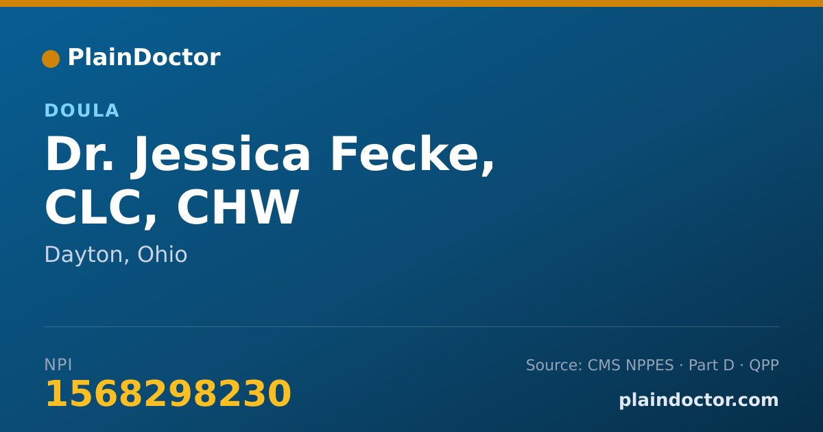 Shareable card for Jessica Fecke, CLC, CHW - Doula, Dayton, OH