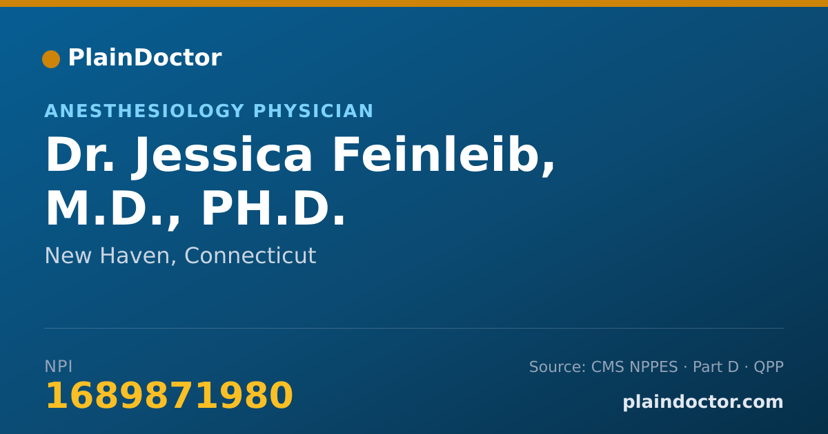 Shareable card for Jessica Feinleib, M.D.,  PH.D. - Anesthesiology Physician, New Haven, CT