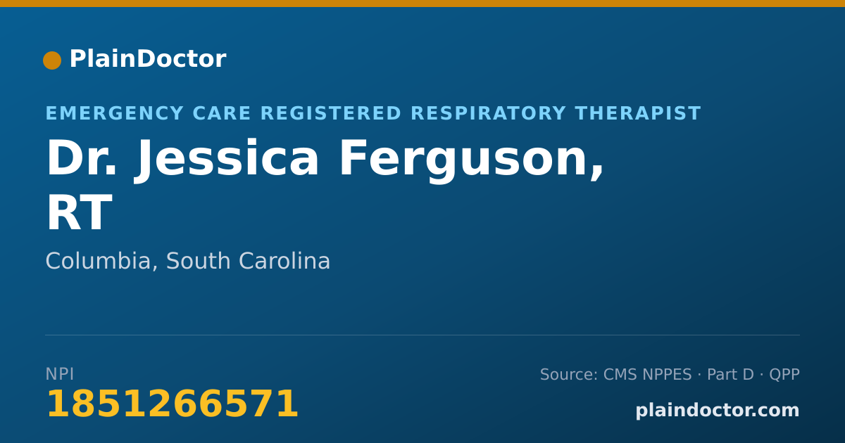 Shareable card for Jessica Ferguson, RT - Emergency Care Registered Respiratory Therapist, Columbia, SC