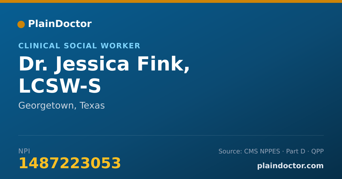 Shareable card for Jessica Fink, LCSW-S - Clinical Social Worker, Georgetown, TX