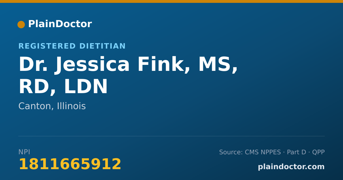 Shareable card for Jessica Fink, MS, RD, LDN - Registered Dietitian, Canton, IL