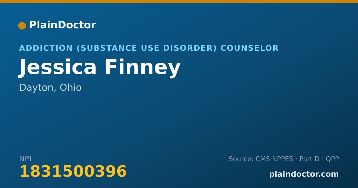Shareable card for Jessica Finney - Addiction (Substance Use Disorder) Counselor, Dayton, OH