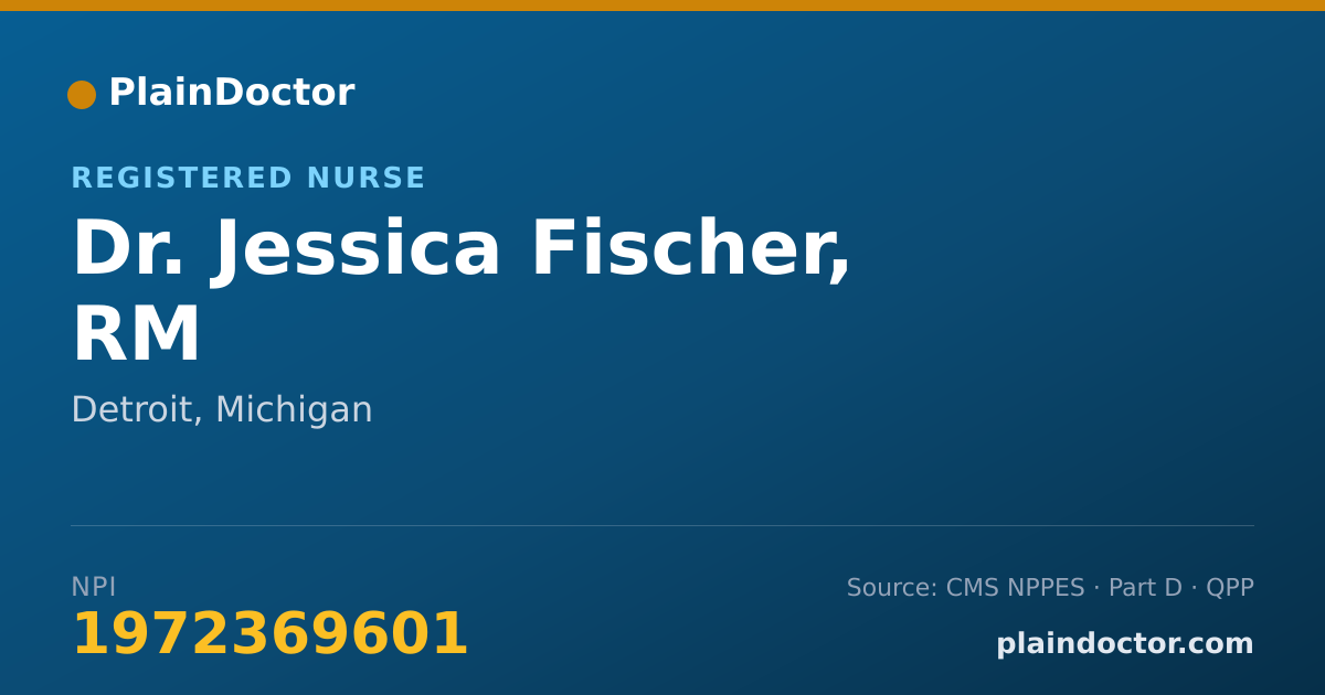 Shareable card for Jessica Fischer, RM - Registered Nurse, Detroit, MI