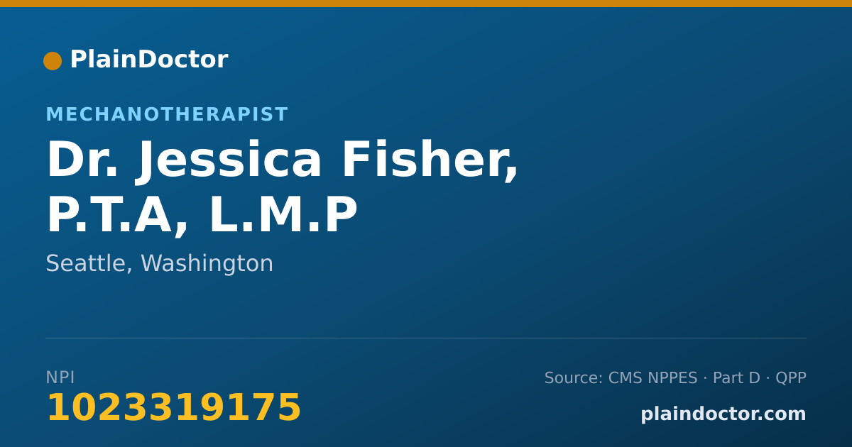 Shareable card for Jessica Fisher, P.T.A, L.M.P - Mechanotherapist, Seattle, WA
