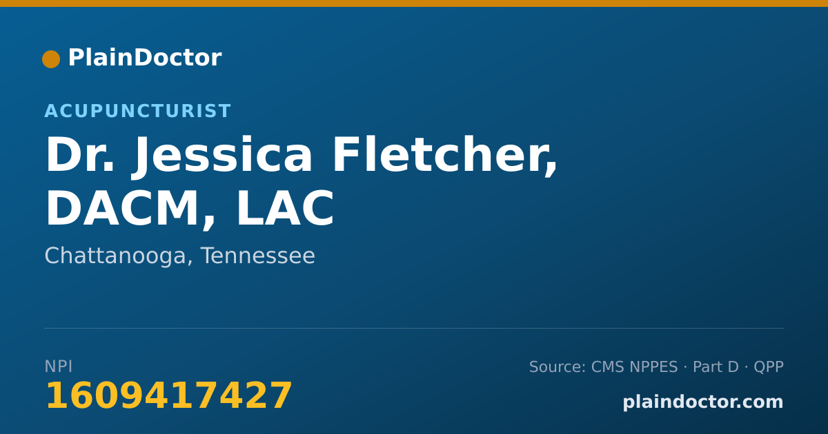 Shareable card for Jessica Fletcher, DACM, LAC - Acupuncturist, Chattanooga, TN