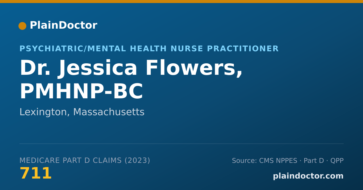Shareable card for Jessica Flowers, PMHNP-BC - Psychiatric/Mental Health Nurse Practitioner, Lexington, MA