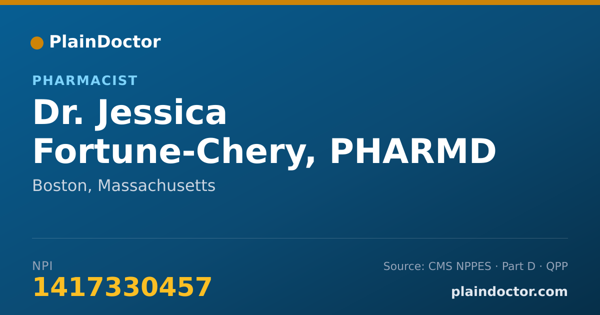 Shareable card for Jessica Fortune-Chery, PHARMD - Pharmacist, Boston, MA