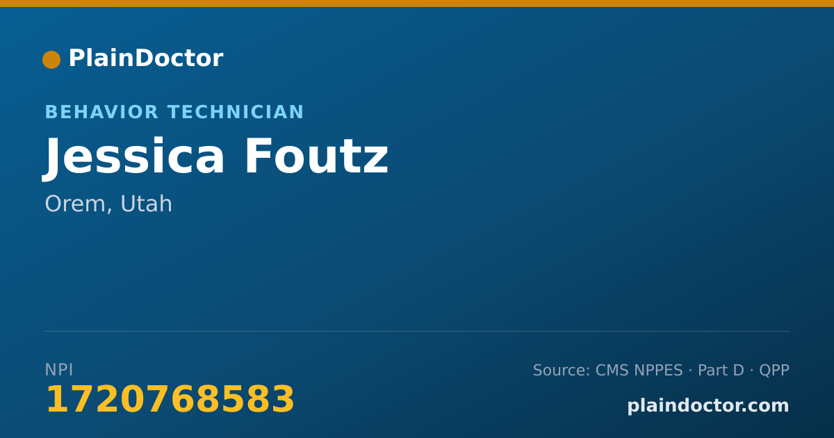 Shareable card for Jessica Foutz - Behavior Technician, Orem, UT
