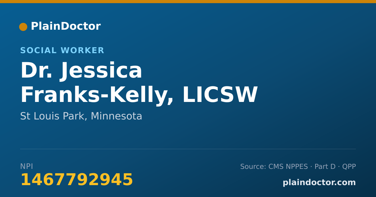 Shareable card for Jessica Franks-Kelly, LICSW - Social Worker, St Louis Park, MN