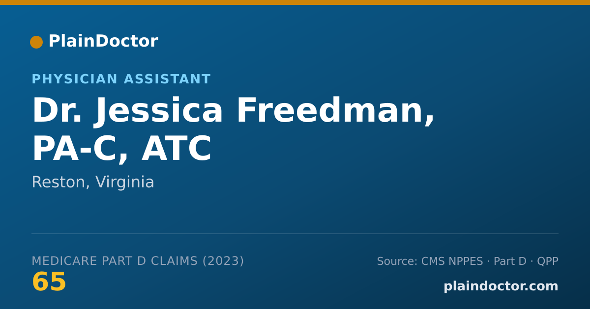 Shareable card for Jessica Freedman, PA-C, ATC - Physician Assistant, Reston, VA