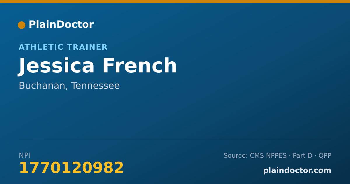 Shareable card for Jessica French - Athletic Trainer, Buchanan, TN