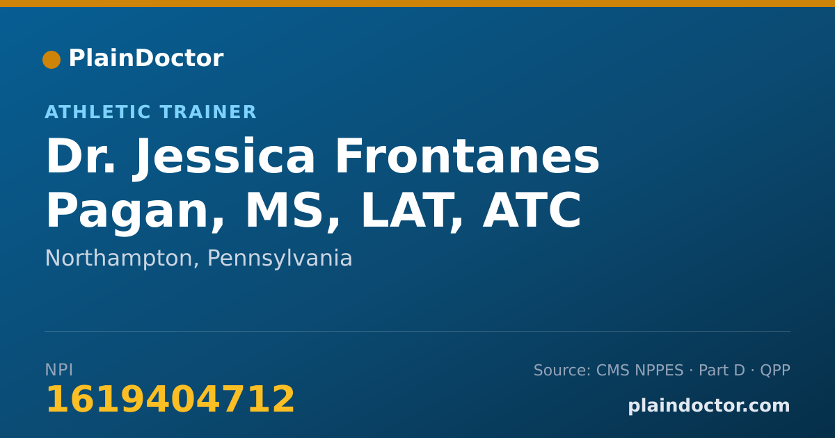 Shareable card for Jessica Frontanes Pagan, MS, LAT, ATC - Athletic Trainer, Northampton, PA
