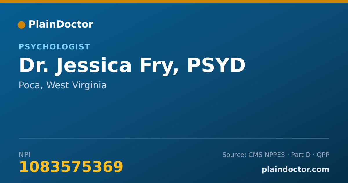 Shareable card for Jessica Fry, PSYD - Psychologist, Poca, WV