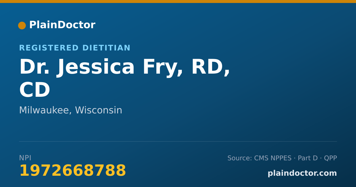 Shareable card for Jessica Fry, RD, CD - Registered Dietitian, Milwaukee, WI