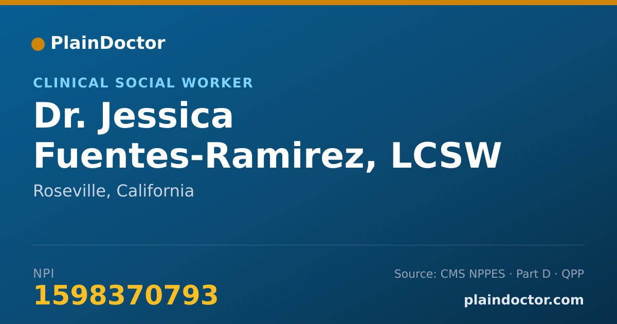 Shareable card for Jessica Fuentes-Ramirez, LCSW - Clinical Social Worker, Roseville, CA
