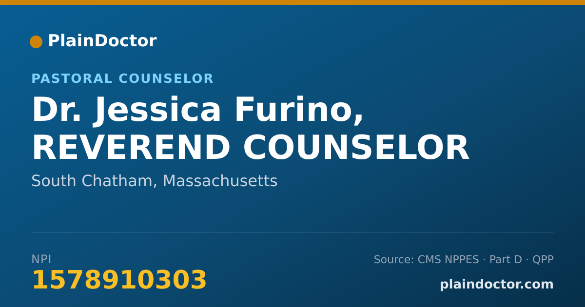 Shareable card for Jessica Furino, REVEREND COUNSELOR - Pastoral Counselor, South Chatham, MA