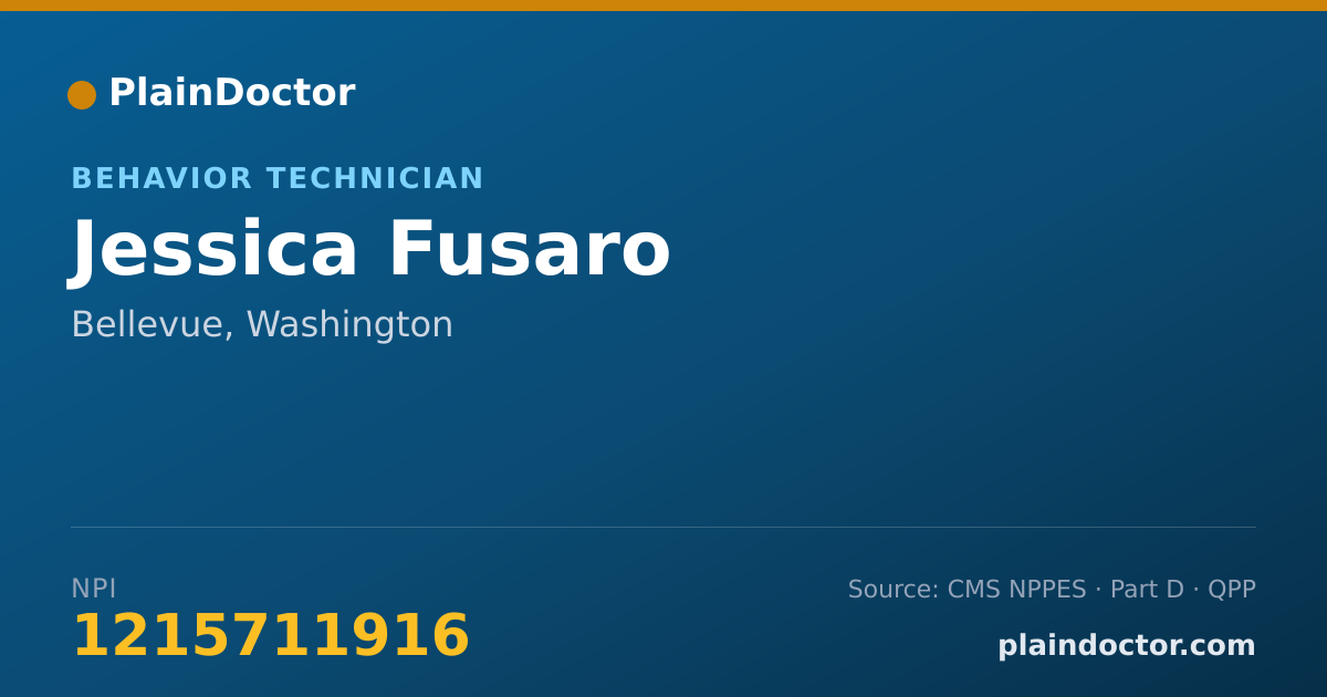 Shareable card for Jessica Fusaro - Behavior Technician, Bellevue, WA