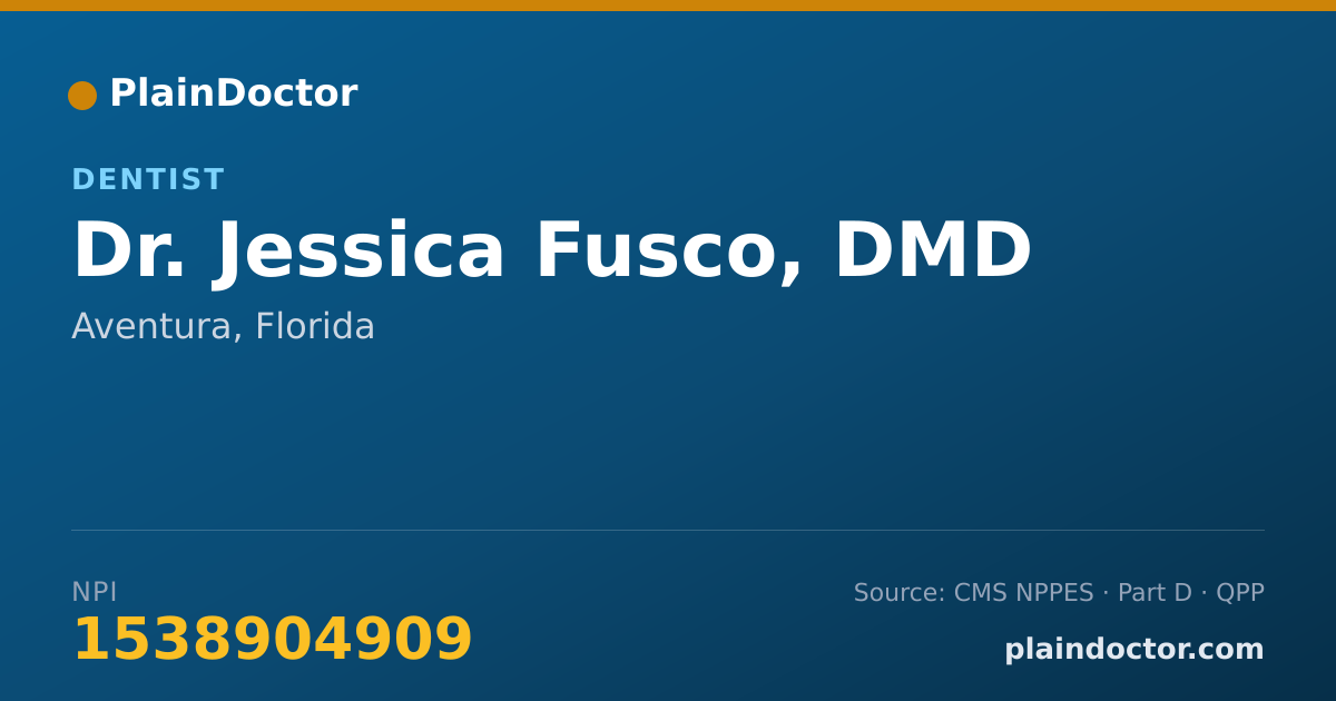 Shareable card for Jessica Fusco, DMD - Dentist, Aventura, FL