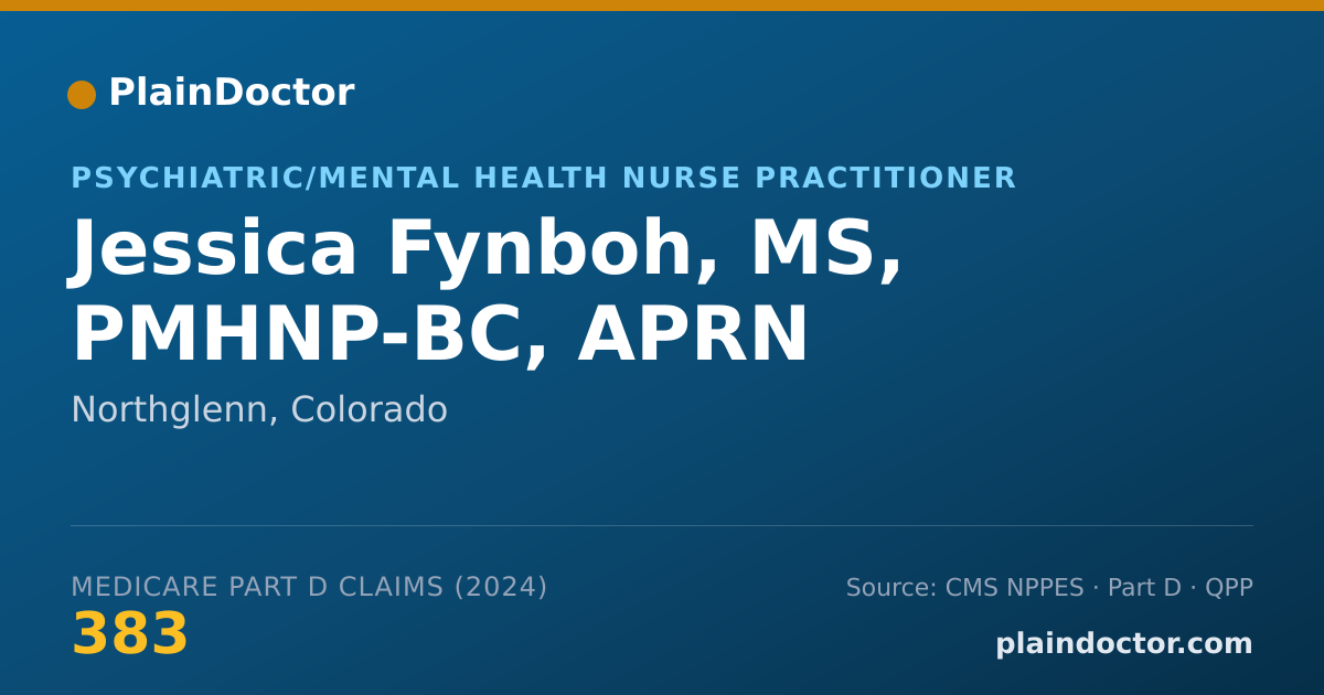 Shareable card for Jessica Fynboh, MS, PMHNP-BC, APRN - Psychiatric/Mental Health Nurse Practitioner, Northglenn, CO
