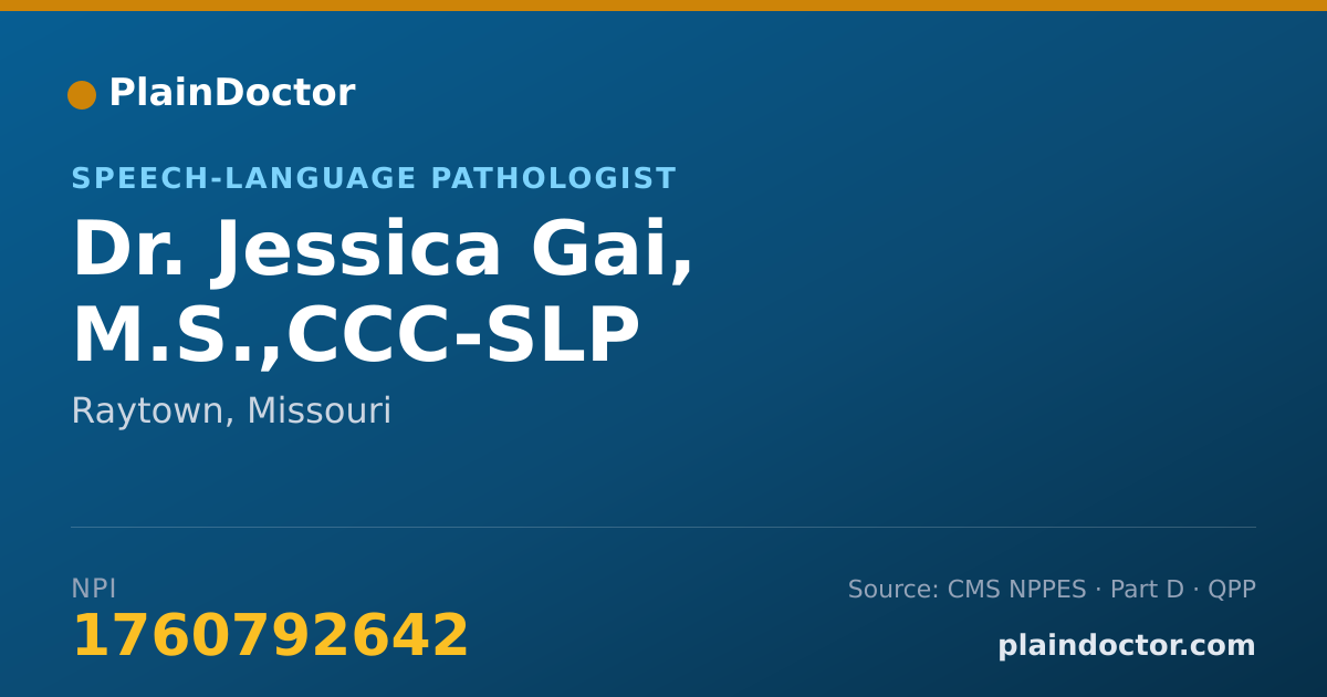 Shareable card for Jessica Gai, M.S.,CCC-SLP - Speech-Language Pathologist, Raytown, MO