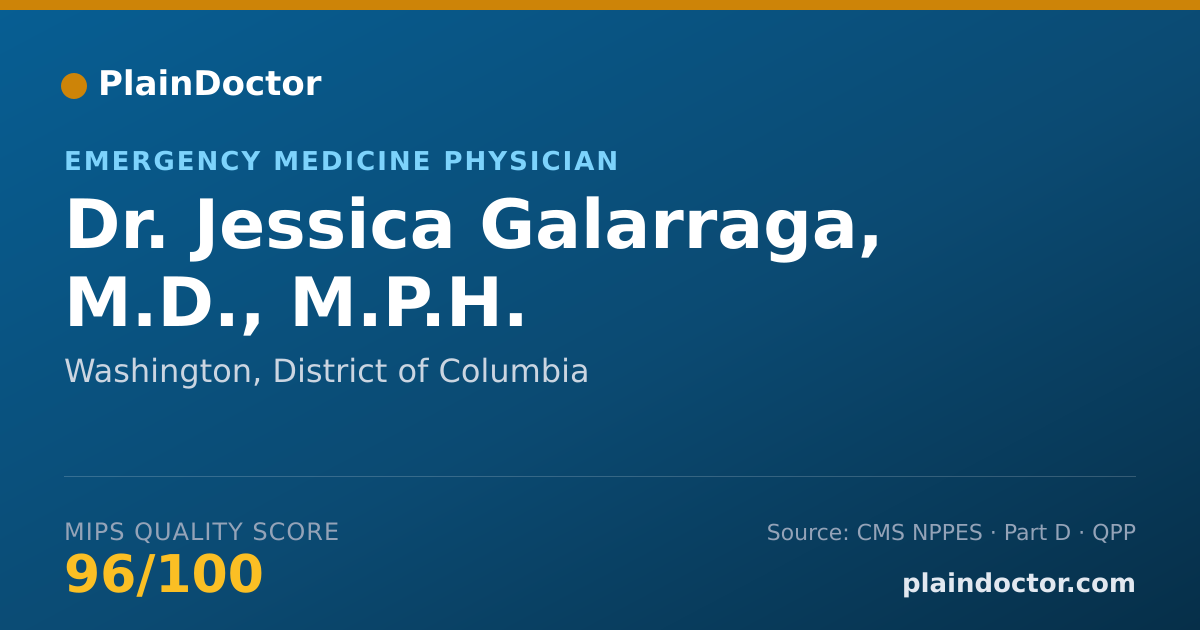 Shareable card for Jessica Galarraga, M.D., M.P.H. - Emergency Medicine Physician, Washington, DC