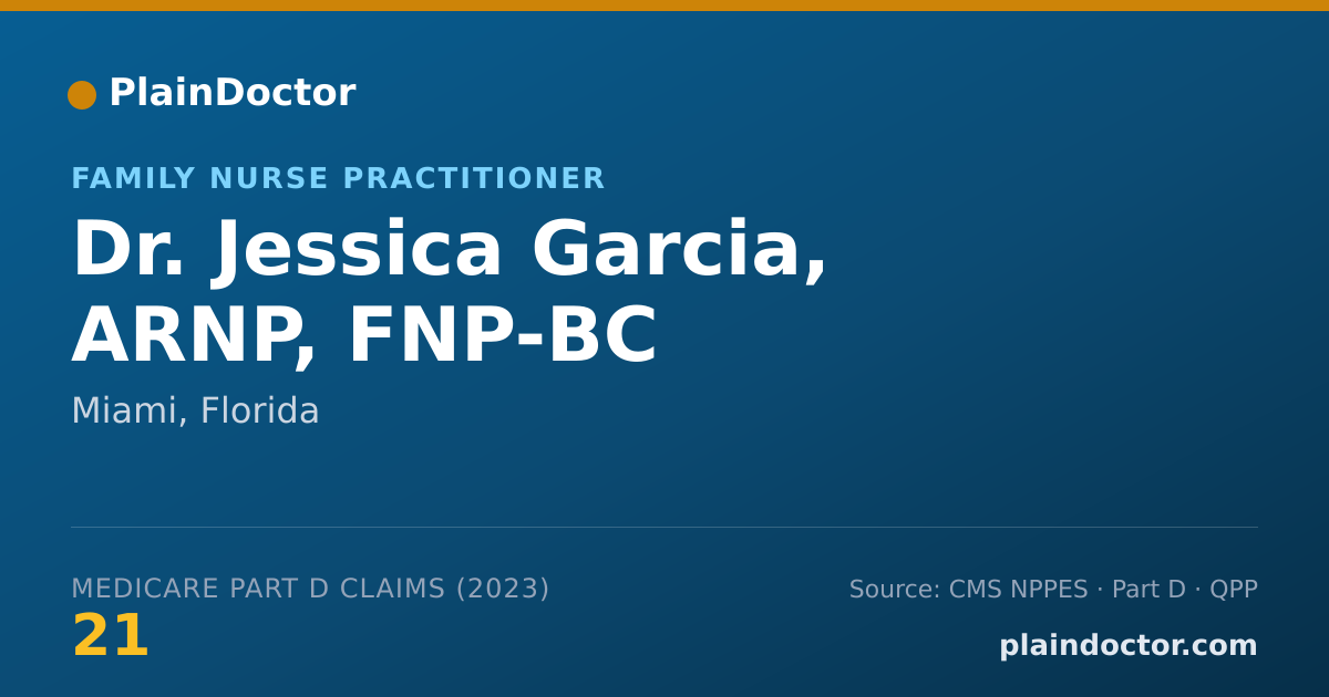 Shareable card for Jessica Garcia, ARNP, FNP-BC - Family Nurse Practitioner, Miami, FL