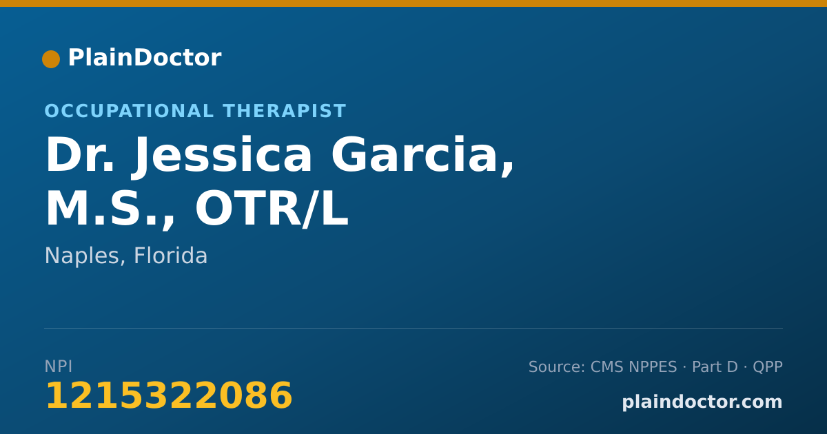 Shareable card for Jessica Garcia, M.S., OTR/L - Occupational Therapist, Naples, FL