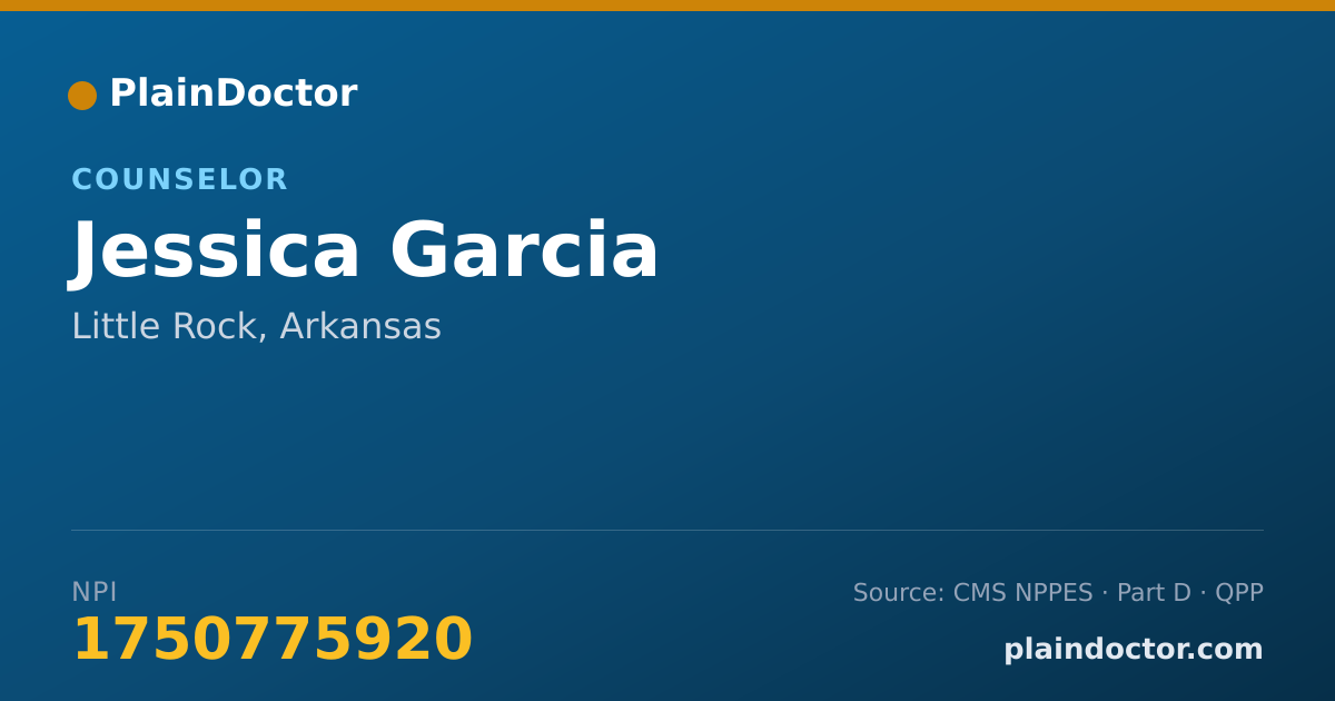 Shareable card for Jessica Garcia - Counselor, Little Rock, AR