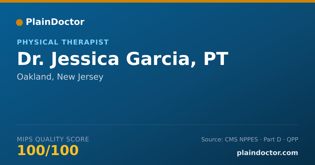 Shareable card for Jessica Garcia, PT - Physical Therapist, Oakland, NJ
