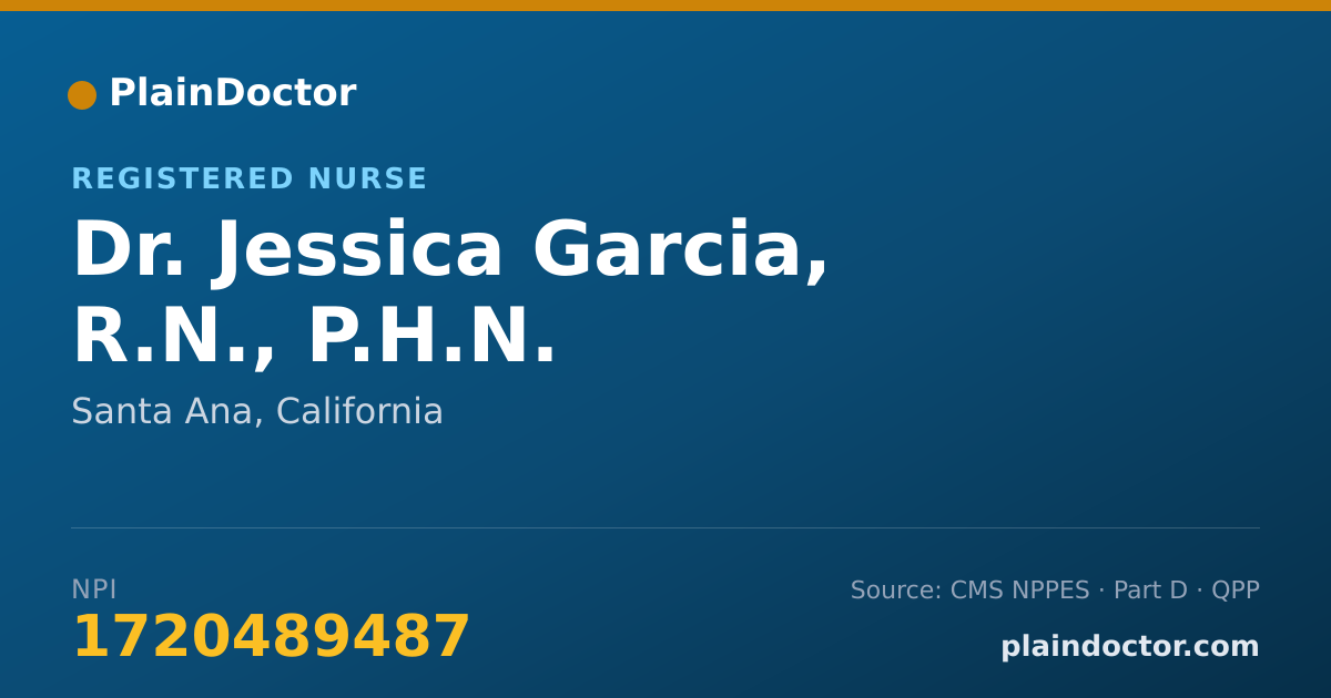 Shareable card for Jessica Garcia, R.N., P.H.N. - Registered Nurse, Santa Ana, CA