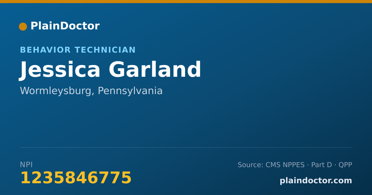 Shareable card for Jessica Garland - Behavior Technician, Wormleysburg, PA