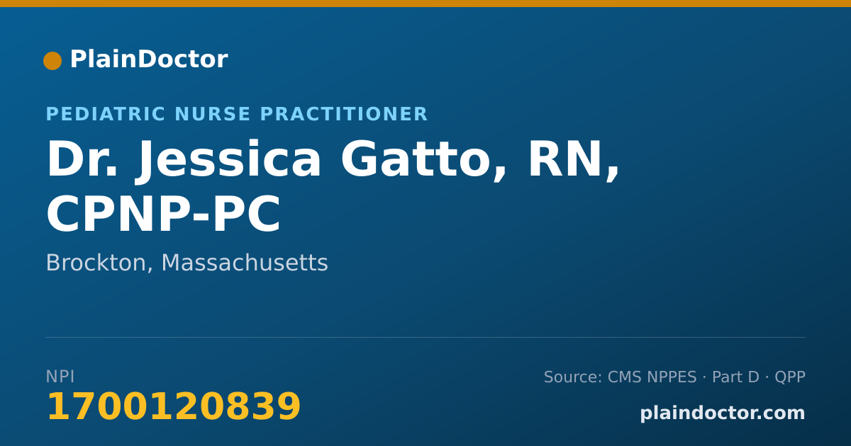 Shareable card for Jessica Gatto, RN, CPNP-PC - Pediatric Nurse Practitioner, Brockton, MA