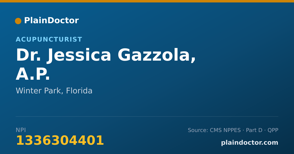 Shareable card for Jessica Gazzola, A.P. - Acupuncturist, Winter Park, FL