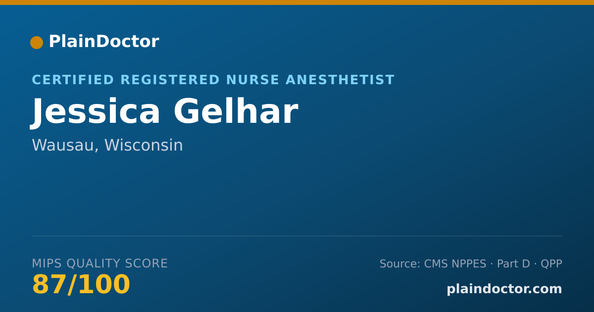 Shareable card for Jessica Gelhar - Certified Registered Nurse Anesthetist, Wausau, WI