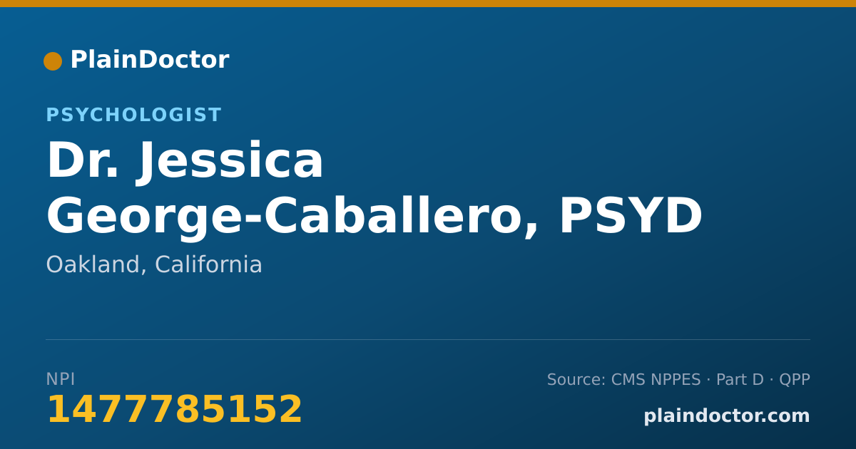 Shareable card for Jessica George-Caballero, PSYD - Psychologist, Oakland, CA