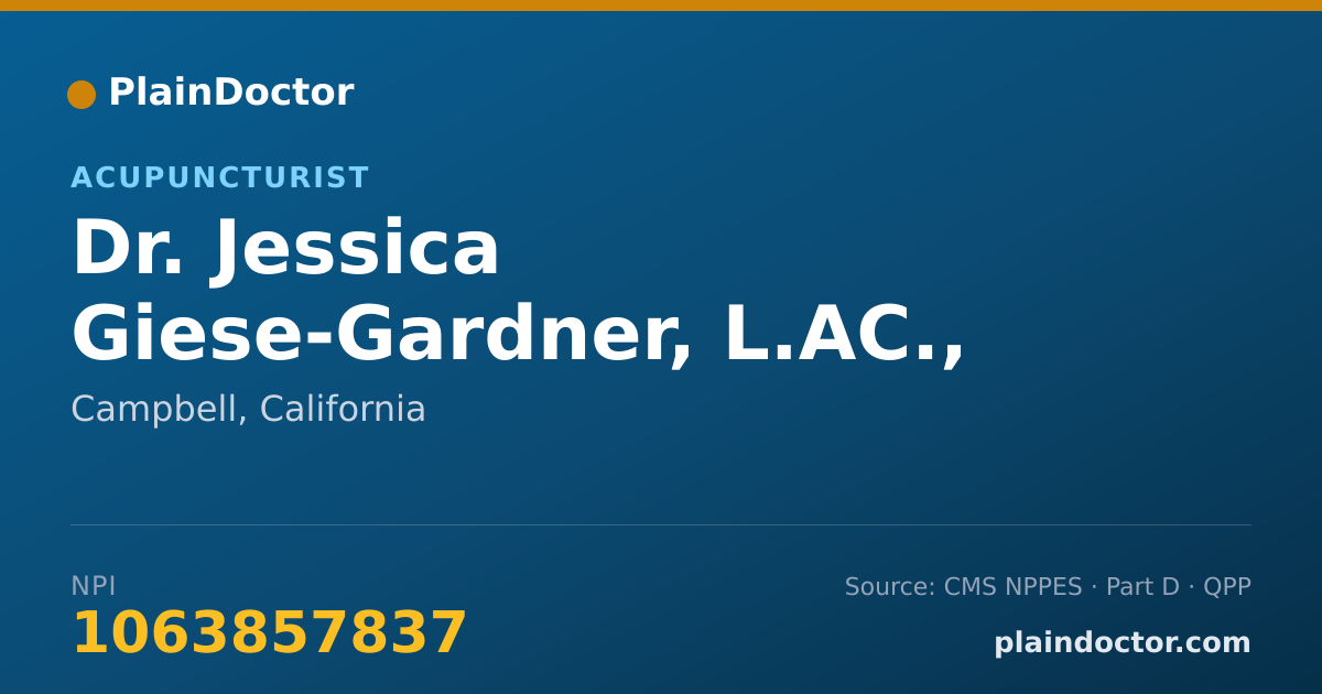 Shareable card for Jessica Giese-Gardner, L.AC., MTCM - Acupuncturist, Campbell, CA