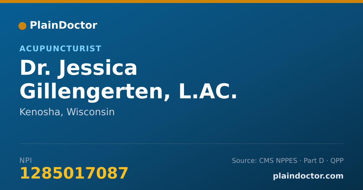 Shareable card for Jessica Gillengerten, L.AC. - Acupuncturist, Kenosha, WI