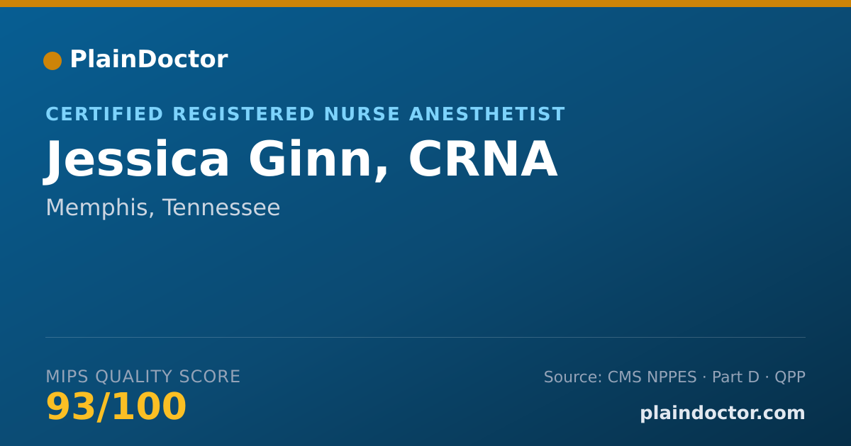 Shareable card for Jessica Ginn, CRNA - Certified Registered Nurse Anesthetist, Memphis, TN