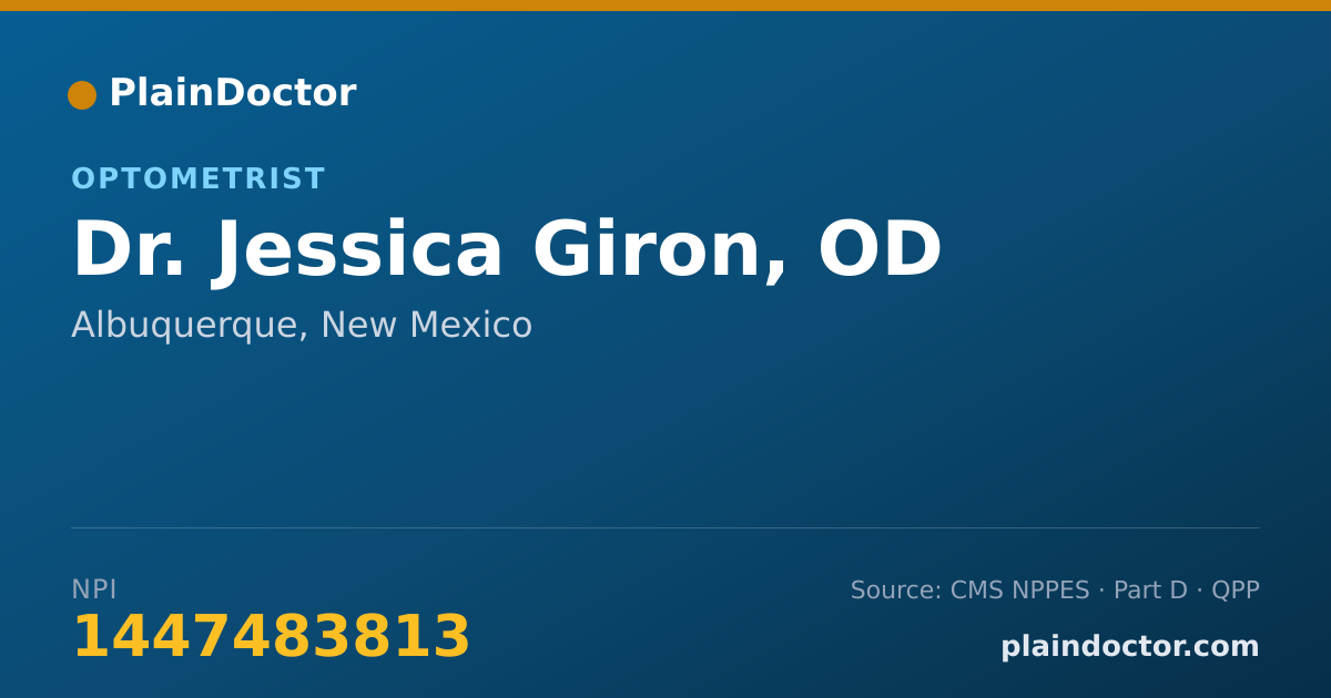 Shareable card for Jessica Giron, OD - Optometrist, Albuquerque, NM