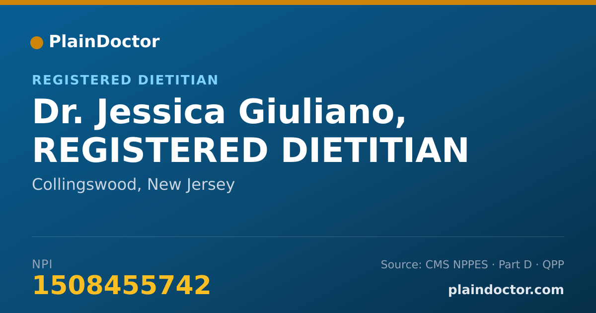 Shareable card for Jessica Giuliano, REGISTERED DIETITIAN - Registered Dietitian, Collingswood, NJ