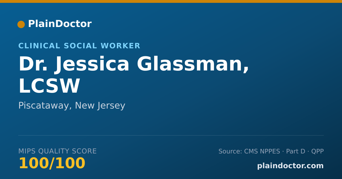 Shareable card for Jessica Glassman, LCSW - Clinical Social Worker, Piscataway, NJ