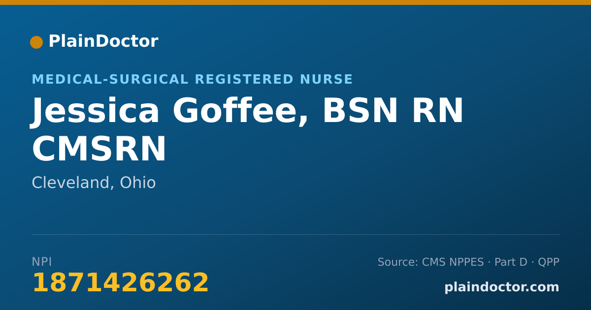 Shareable card for Jessica Goffee, BSN RN CMSRN - Medical-Surgical Registered Nurse, Cleveland, OH